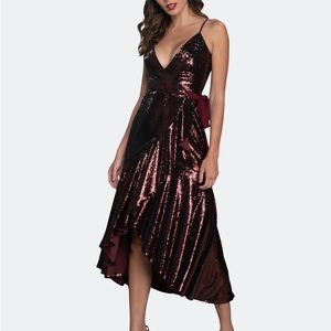 Dress The Population Ulla Sequin Wrap Dress Port